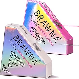 BRAWNA 2 Pack Pro Inked Mapping String for Brow and Lip Measuring - Color - Pink and White