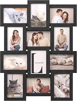 SONGMICS Collage Picture Frames, 4x6 for Wall Decor, Multi Family Photo for Gallery Decor, Hanging Display, Set of 12, Ink Black URPF26BK