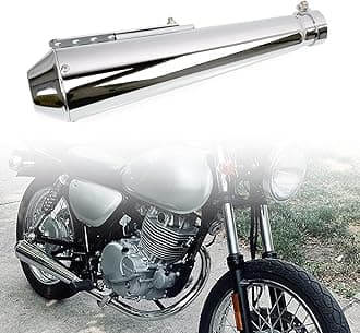 Stainless Steel Motorcycle Exhaust Muffler Silencer Pipe Inlet 1.46 1.54 1.65 1.77Inch Motorcycle Exhaust for Dirt Bike Street Bike Scooter(Silver)