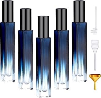 Segbeauty Travel Perfume Bottle, 5 Pack of 10ML Empty Refillable Glass Atomizer, Portable Cologne Dispenser Spray Bottle Travel Size Sample Bottles Sprayer Making Kit Gradient Blue