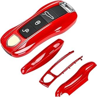AeroBon 3 Pcs Remote Key Covers/Fob Shell Cover/Painted Keyless Entry Skin Protectors Compatible Panamera Cayenne Coupe 911 Carrera/Taycan (Red)