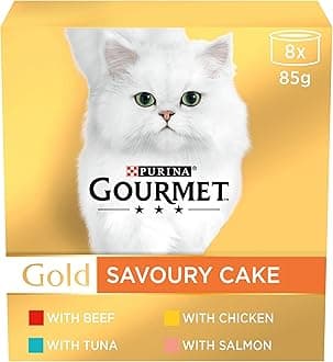 GOURMET Gold Savoury Cake Meat and Fish Variety Wet Cat Food 8x85g (Pack of 6)