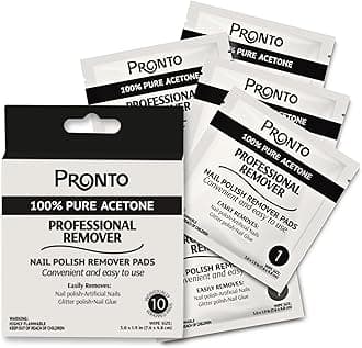 Pronto Nail Polish Remover Pads, 10 Pcs. Individually Wrapped Acetone Wipes, Pure Acetone Wipes Remover For Salon & Home - Quick Polish Nail Soak Pads