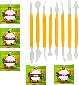 Definite Art Clay with Resin Compound and Hardener Compound Air Dry Clay Easy Mixable for Art Craft Decorating Bottle Canvas Designing (Pack of 5, with 8 Pcs Modelling Tool)