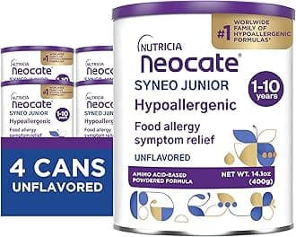 Nutricia Neocate Syneo Junior - Hypoallergenic, Dairy-free, Amino Acid-Based Formula for 1+ Years - For Toddlers, Kids & Teens - Powdered Formula- Syneo Junior - 14.1 oz can (Case of 4)