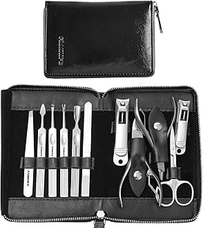 Manicure Kit, Professional Manicure Set Nail Kit, 11 in 1 Stainless Steel Nail Clippers Set for Men Pedicure Kit, Men Grooming Kit with Portable Black Leather Travel Case Luxury Gifts for Him