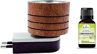 Mayukh Multipurpose Direct Plug in Mini Magic Wooden Electric Incense Burner | Kapoor Dani Camphor Burner | Essential Oil Diffuser | Aroma Diffuse (Antique + Lemongrass Oil)