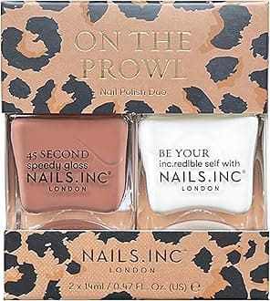 45 Second Speedy Gloss On The Prowl Nail Polish Duo, Glossy, No Chip, Long Lasting, Quick Dry, Air Dry, Professional Manicures & Pedicures, Fingernails & Toenails, 2 Piece Set