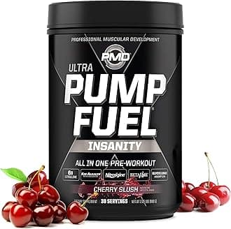 Sports Ultra Pump Fuel Insanity - Pre Workout Drink Mix for Energy, Strength, Endurance, Recovery - Complex Carbohydrates and Amino Energy - Cherry Slush (30 Servings)