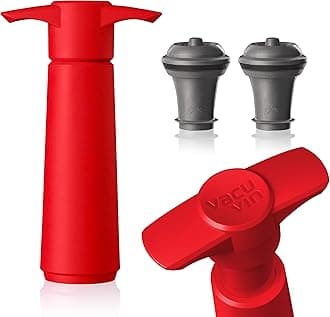 Vacu Vin The Original Wine Saver with 2 Vacuum Stoppers, Red (Red), Standard (09816606)