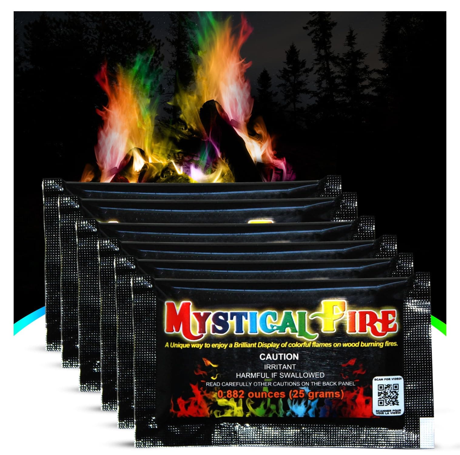 Color Changing Packets Fire Pits Campfire Enchanted Multi-Color Magical Fun for Indoor Fireplace or Outdoor Use 0.882 Ounces (Regular, 25, Pack)
