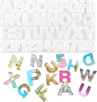 Silicone Alphabet Resin Molds, Number Alphabet Jewelry, Silicone Letter Molds for Resin Casting, DIY Craft Casting, Letter Jewelry Making