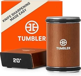 The Original Tumbler Rolling Knife Sharpener™ - Knife Sharpening Made Easy - Rolling Knife Sharpener Tool for Kitchen Knives - Knife Sharpener Kit Offers 15 & 20 Degree Sharpening (Wood)