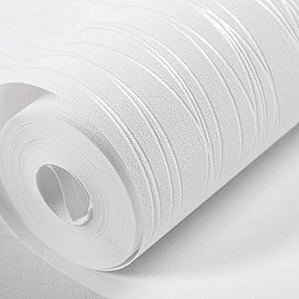 wolpin Wall Stickers Wallpaper (45 x 300 CM, White) | Embossed Stripe Design for Living Room Hall Office Bedroom | DIY Self Adhesive PVC Decorative Wallpaper Roll for Home Renovation Décor