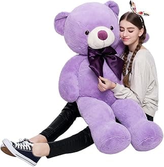 MorisMos Giant Teddy Bear 4 Feet, 47inch Big Lavender Teddy Bear Stuffed Animal Plush for Girlfriend, Boyfriend, Purple