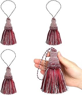 Fenghuangwu Red/White/Blue 4P Polyester Tassel Key Tassel DIY Accessories for Home Decor, Curtain, Jewelry, Wedding, Christmas