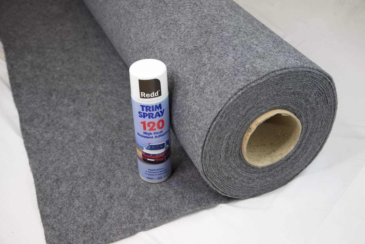 4 Way Stretch Mid Grey Carpet - Van Lining, Includes High Temp Adhesive Glue Spray, 2M Width, Camper Conversion, Car Rug, Underlay Trim (1M X 2M & X1 Glue)