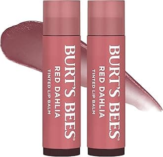 Burt's Bees Lip Tint Balm with Long Lasting 2 in 1 Duo Tinted Balm Formula, Color Infused with Deeply Hydrating Shea Butter for a Natural Looking Buildable Finish, Fiery Red Dahlia (2-Pack)