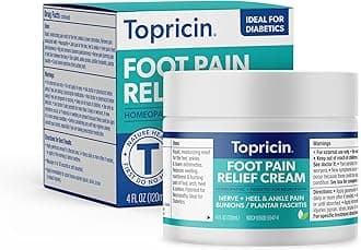 Topricin Foot Pain Relief Cream - Natural and Odor-Free Moisturizing Cream, 4 ounce - Jar