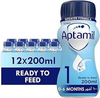 Aptamil1 First Infant Baby Milk Ready to Use Liquid Formula, from Birth, 200 ml (Pack of 12),packaging may vary
