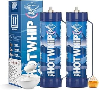 Whipped Cream Charger 2 * 2560g 4.0L Unflavored Pure Flavor Premium Whip Cream Maker 99.99% High Purity N2O Tank(2,4.0L-Unflavor)