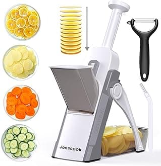 Safe Mandoline Slicer for Kitchen, Adjustable Thickness 0.1-8 mm, Professional Vegetable Slicer, Potato Slicer, Food Chopper French Fry Cutte, Mandolin, Chopping Artifact (just Slice, LightGray)