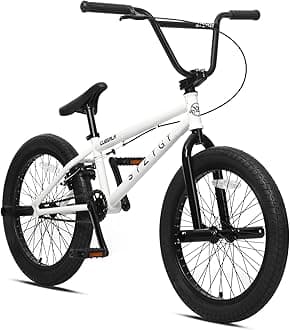 Syzygy 20 Inch Freestyle BMX Bike Bicycles for Ages Over 6 Years Old Teen Beginner and Adult Riders, White with Black Tires