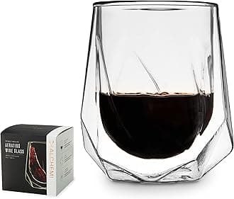 Alchemi Aerating Wine Glass, Double Walled Tasting Tumbler for Red Wine, Enhances Aroma & Flavor, Elegant Modern Glassware, Home Bar Essentials, 8 oz, Set of 1