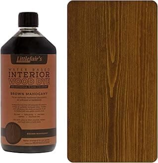 Wood Stain Water Based - 34oz/1ltr - Indoor Furniture Stain Light & Dark Finishes - Special Non Toxic & Eco Friendly Formula - Wood Stain for Crafts - Color: Brown Mahogany