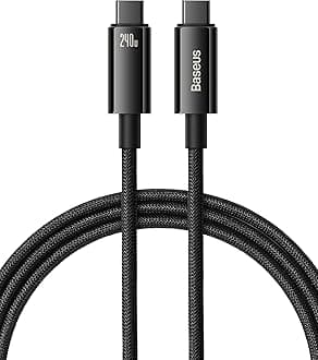 240W PD 3.1 5A QC 4.0 Fast Charging USB C Cable - Zinc Alloy Nylon Braided Type C Data Cable for Samsung S21 S20+ S10 Note 10 iPad Pro MacBook Pro Pixel (3.3Ft) Black