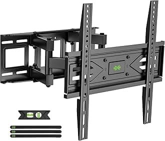 Full Motion TV Wall Mount for Most 32-70 inch TVs up to 99 lbs, Wall Mount Bracket with Dual Articulating Arms, Swivel, Tilt, Max VESA 400x400mm, TV Mount Fits 12”/16” Wood Studs