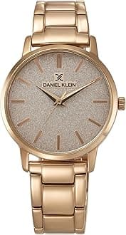 Analog Glitter Rose Gold Round Dial Water-Resistant Wrist Watch for Women Girls, Ladies - DK11800-4