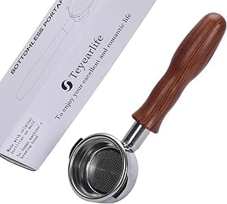 Teyearlife 58mm Bottomless Portafilter for E61, Flair 58, ECM, Rocket, Sanremo, Synesso, Slayer, VBM Espresso Machine Accessories Made of Stainless Steel and Solid wood