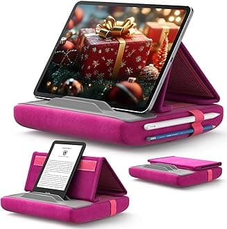 JSAUX Tablet Pillow Stand, Tablet Stand Holder Dock for Lap, Bed and Desk Compatible with iPad Pro 11 10.5 9.7 10.2 Air Mini, Kindle, Tablets, Phones, E-Reader and More 4-11'' Devices Purplish Red