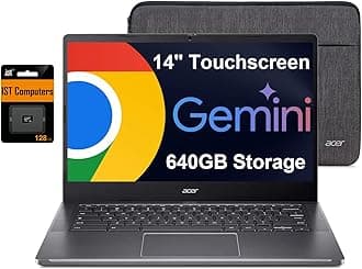 Acer Chromebook Plus 514 Laptop w/ Google AI (14" FHD Touchscreen, Intel 8-Core i3-N305, 8GB RAM, 640GB Storage, 2TB Cloud Storage) Business, Student, 11-Hr Long Battery Life, 1080p Webcam, Chrome OS