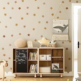 QUCHENG Boho Wall Decal Stickers Star Kids Toddler Bedroom Art Removable Stickers Decor Nursery Playroom Vinyl Waterproof Wall Decoration 6 Sheets