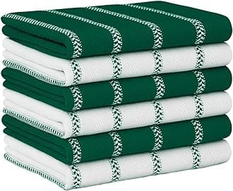 LANE LINEN Kitchen Towel Sets - 6 Pack Cotton Dish Towels for Drying Dishes, 18”x 28”, Hand Towel, Absorbent Tea Towels, Quick Drying Kitchen Towel Set - Christmas Green