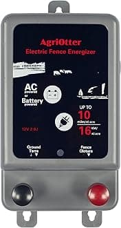Electric Fence Energizer 40 Acre 10 Miles 2 in 1 Powered by Battery or AC Outlet 12000V 2J Pulse Electric