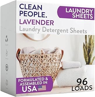 The Clean People Lavender Laundry Detergent Sheets - Laundry Soap - Ultra Concentrated, Recyclable Packaging, Stain Fighting - Lavender, 96 Pack