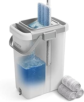 JOYMOOP Mop and Bucket with Wringer Set, Flat Squeeze Mop with Bucket (X-Larg...