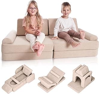 ZICOTOModular Kids Play Couch for Fun Play Time or Comfy Lounging - The Perfect Toddler Sofa to Boost Creativity and Easily Build Magical Forts and More in Your Playroom/Nursery