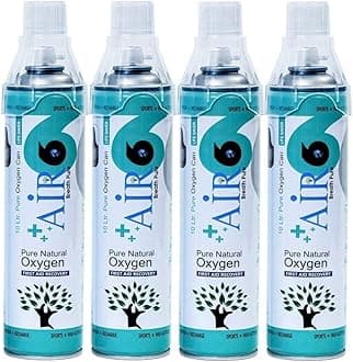 Air6 Natural Oxygen Cylinder - 10L (Pack Of 4) | 150+ Sprays | Potable Can | Lightweight Oxygen Can with Mask for Altitude/Pollution & Respiratory Relief | Home, Travel & Emergency Use |