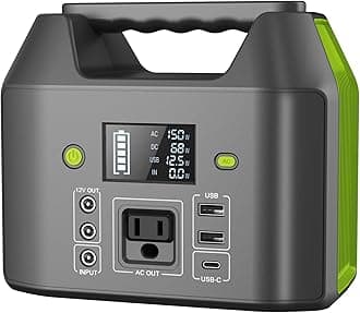 EnginStar Portable Power Station, 150W 155Wh Power Bank with 110V AC Outlet, 6 Outputs External Battery Pack Portable Backup Battery Laptop Charger with LED Light for Home Camping