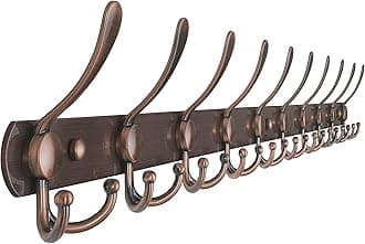 Dseap Coat Rack Wall Mount - 38” Long 10-Tri-Hooks Heavy Duty Coat Hanger Rail Wall Hooks for Hanging Coats Hats Clothing Clothes Purse Mudroom Entryway, Antique Copper