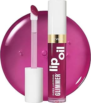 Super Lustrous Glimmer Lip Oil, Moisturizing & Tinted, Shiny Finish, Made with Plant-Based Squalane, 006 Plum Pop, 0.13 fl oz