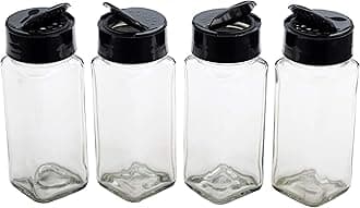 Vasukie Salt & Pepper Square Glass Spice Jar with Black Sifter Two Sided Sifter Cap,Masala jar Spice Container (Each Bottle 120ml) (6 Piece)