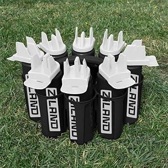 Hybrid Water Bottle Set • 8 x 1 Litre Easy Squeeze Bottles and 1 x Carrier • Perfect for Sports Teams • Hygienic as there is no mouth contact with the nozzle (Black/White - Black Carrier)