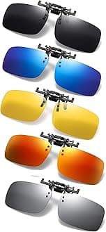 Clip on Flip up Polarized Lens For Prescription Glasses UV Protection Sunglasses (Clear lenses not Polarized)