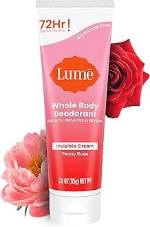 Whole Body Deodorant - Invisible Cream Tube - 72 Hour Odor Control - Aluminum Free, Baking Soda Free, Skin Safe - 3.0 ounce (Peony Rose)