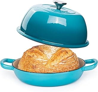 – Enamelled Cast Iron Dutch Oven Pot – Dutch Oven For Sourdough Bread Baking – Cast Iron Bread Pot – Blue, 6 Quarts, 26cm – by Nuovva